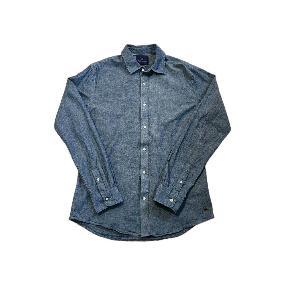 Scotch & Soda Amsterdam Couture Denim Chambray Stretch Button Up Shirt Large